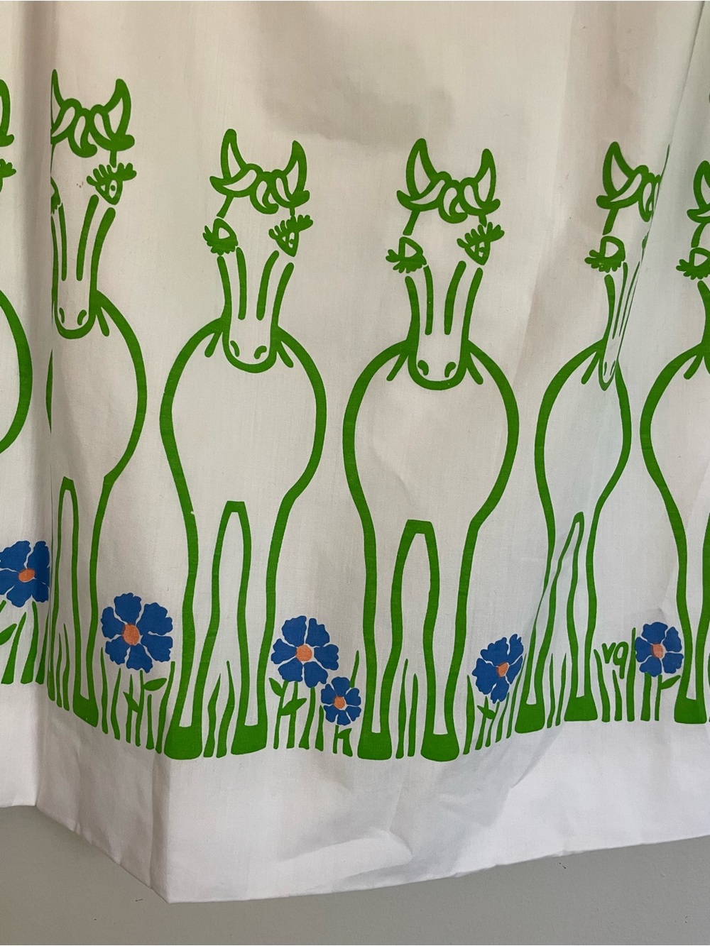 Vtg 60s Vested Gentress Dress Mod Horse Novelty Print Shift Belted Sz 14 Bows - Picture 10 of 13